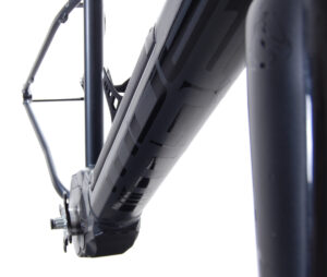 MDE 2020 Born in the Alps Sharp3r black eGravel eRoad logo and fork detail