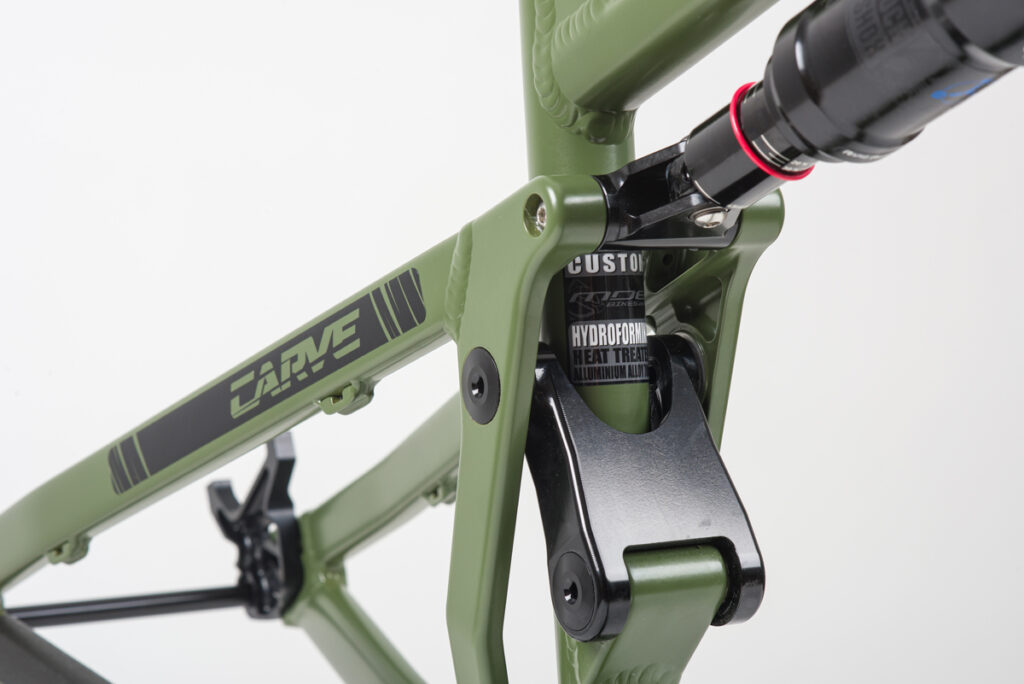 Mde Bikes Born in the Alps Carve 29 frameset Army Green Rear Swing Arm Suspension Upper Link Shock