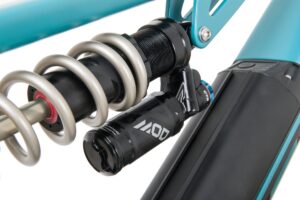 Mde Bikes Born in the Alps Push3r Ebike Frameset Polini Ep3 Plus Mx Formula Mod shock piggy back view