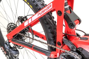 Mde Bikes Push3r Matte Red Bike Formula RR Polini Mx Plus Rear Swingarm view
